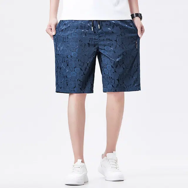 炳盛 薄款提花直筒百搭透气休闲短裤 男女同款