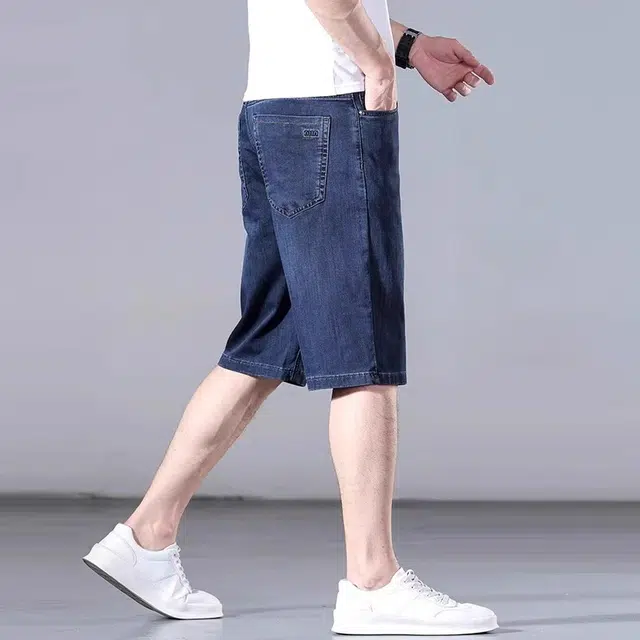 炳盛 夏季冰丝超薄五分宽松直筒休闲百搭牛仔短裤 男女同款