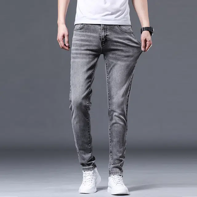 炳盛 高端修身小脚夏季薄款弹力休闲长裤子牛仔裤 男女同款