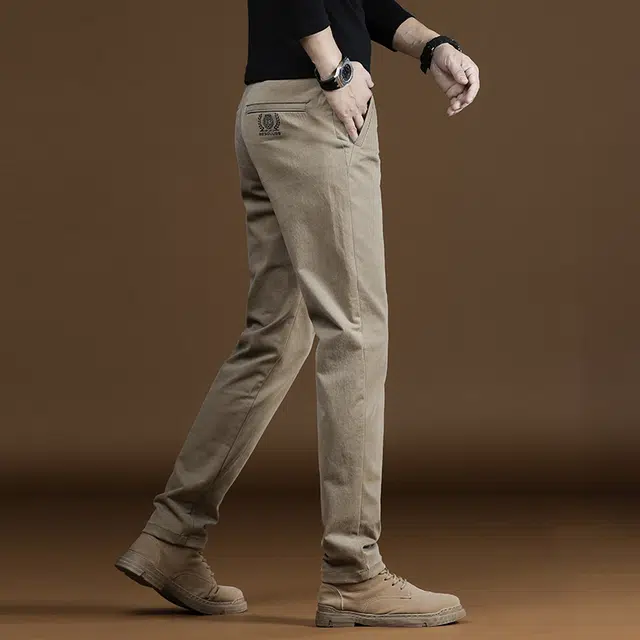 炳盛 秋季纯棉潮牌高端商务外穿修身弹力直筒休闲裤 男女同款