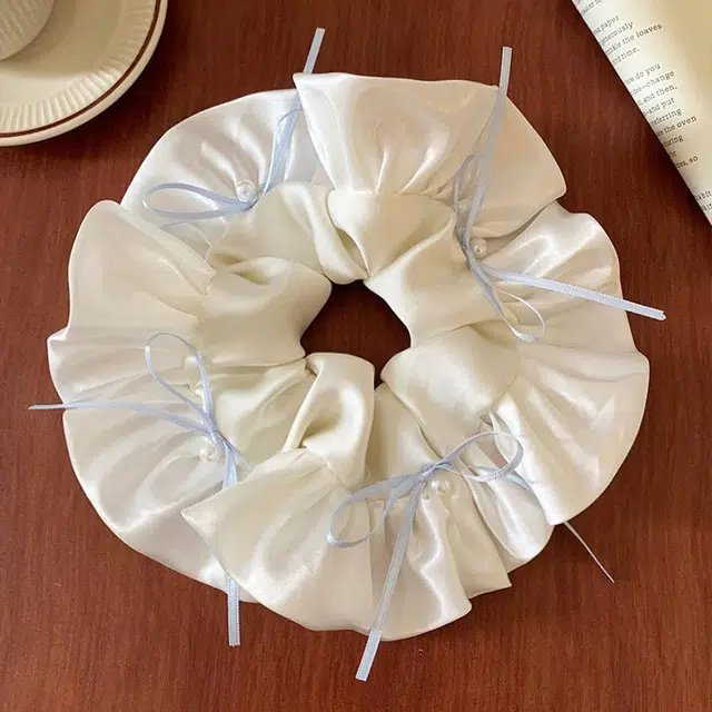 希铃 甜美芭蕾风 缎面蝴蝶结 蕾丝 发圈 女款