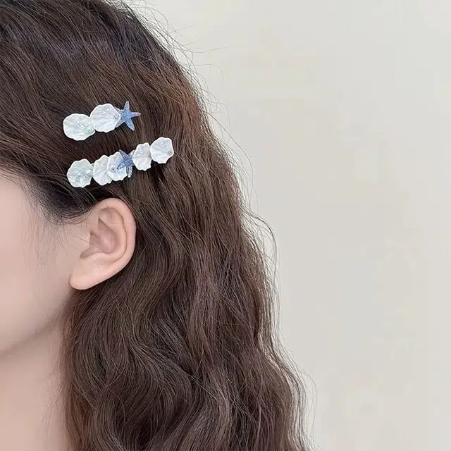 希铃 度假风海星贝壳珍珠甜美简约 树脂 发夹 女款