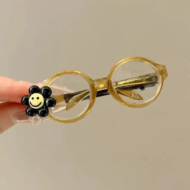 希铃 花朵笑脸眼镜设计感侧边夹 亚克力 发夹 女款