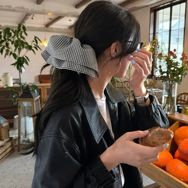 希铃 赫本风高级感洋气 时尚马尾简约气质 布艺 发圈 女款