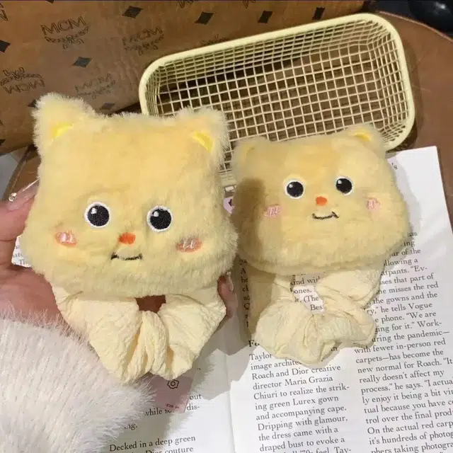 希铃 甜妹小熊黄色毛绒百搭 聚酯纤维 发圈 女款