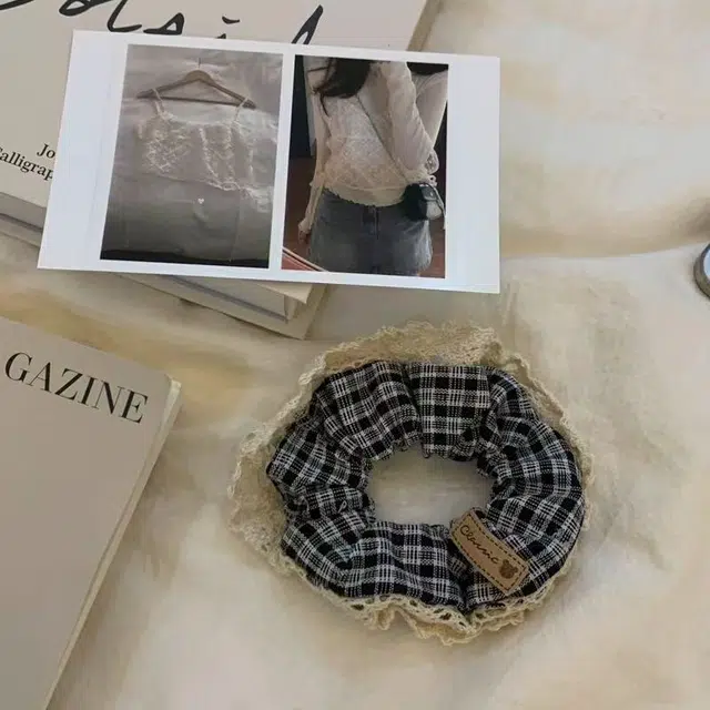 希铃 英伦学院风格纹款复古发圈 布艺 头绳 女款