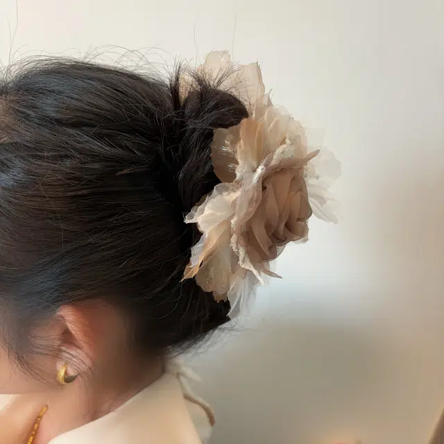 希铃 花朵咖色 唯美气质百搭 鲨鱼夹 优雅复古 后脑勺夹 亚克力 发夹 女款