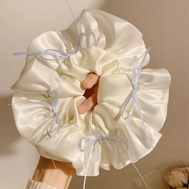希铃 甜美芭蕾风 缎面蝴蝶结 蕾丝 发圈 女款