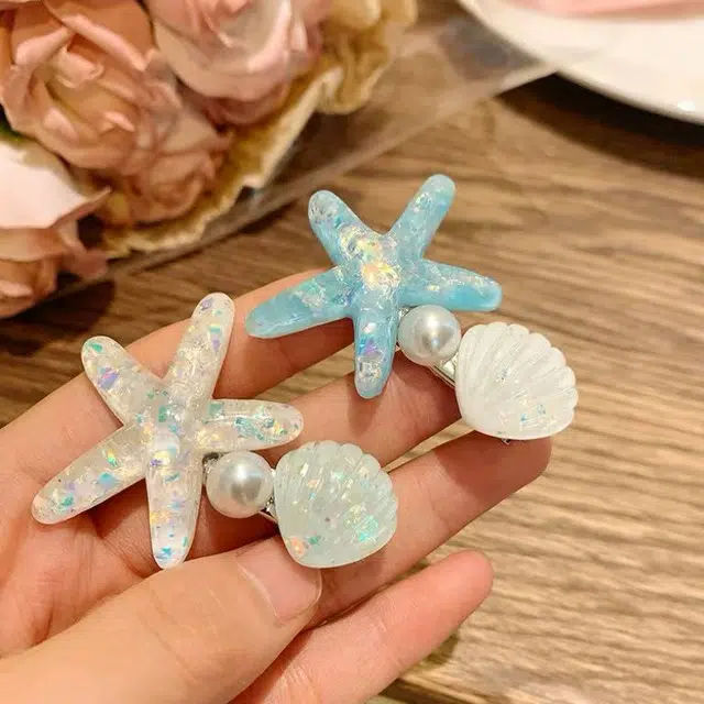 希铃 亮闪闪海星贝壳简约珠珠甜美 亚克力 发夹 女款