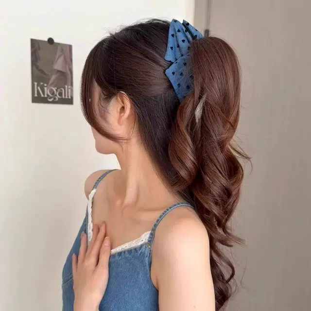 希铃 韩系牛仔风 爱心高级感三角抓夹 布艺 发夹 女款