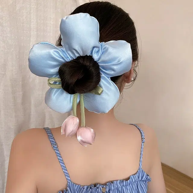 希铃 森系郁金香超仙花朵 布艺 头绳 女款