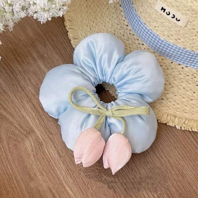 希铃 森系郁金香超仙花朵 布艺 头绳 女款