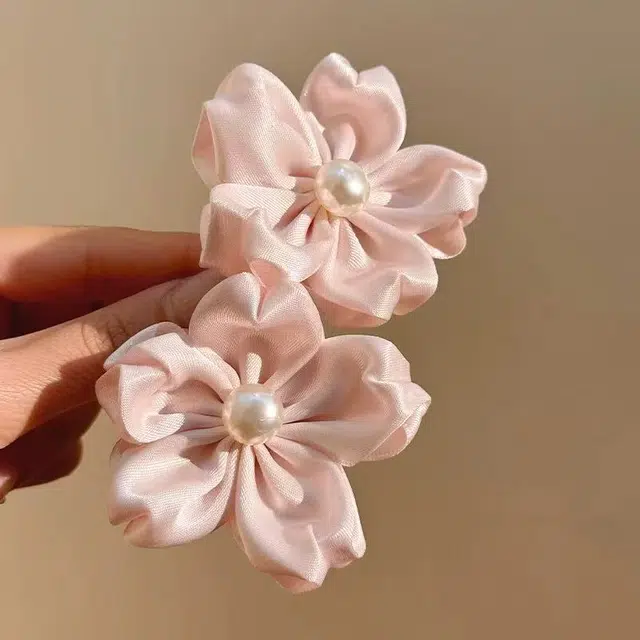 希铃 甜美樱花花朵 棉麻 发夹 女款