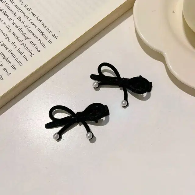 希铃 高级感公主头气质蝴蝶结珠珠#好运 聚酯纤维 发夹 女款