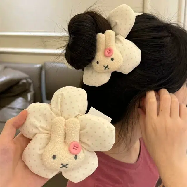 希铃 高颜值可爱甜心卡通兔兔 布艺 发圈 女款