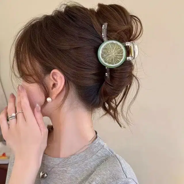 希铃 超清新 柠檬可爱蝴蝶结 亚克力 发夹 女款