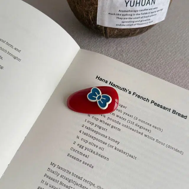 希铃 红蓝蝴蝶结椭圆前额碎发#好运 亚克力 发夹 女款