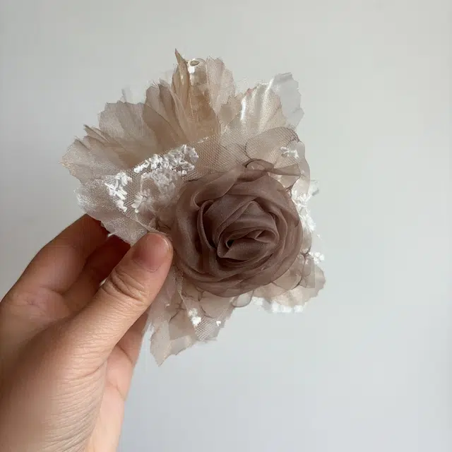 希铃 花朵咖色 唯美气质百搭 鲨鱼夹 优雅复古 后脑勺夹 亚克力 发夹 女款