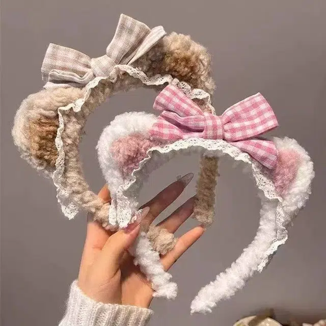 希铃 蝴蝶结猫耳朵可爱#好运 聚酯纤维 发箍 女款