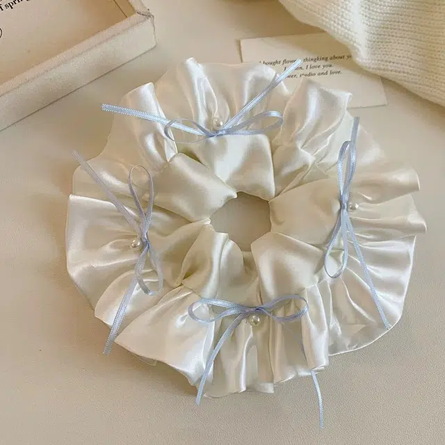 希铃 甜美芭蕾风 缎面蝴蝶结 蕾丝 发圈 女款