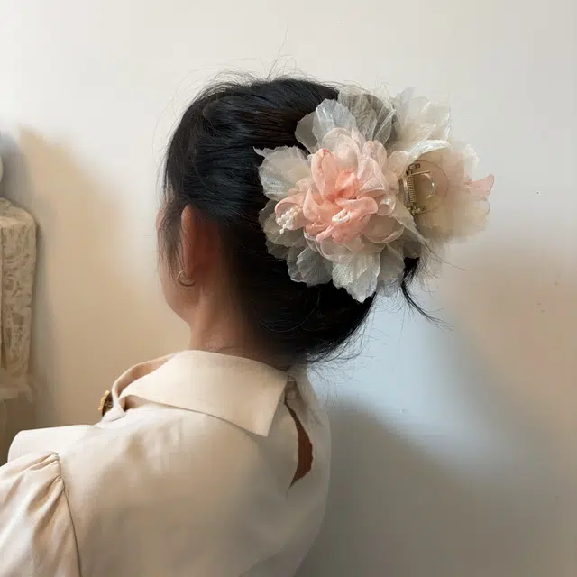 希铃 花朵唯美 百搭 鲨鱼夹 超仙 浪漫  后脑勺夹 亚克力 发夹 女款