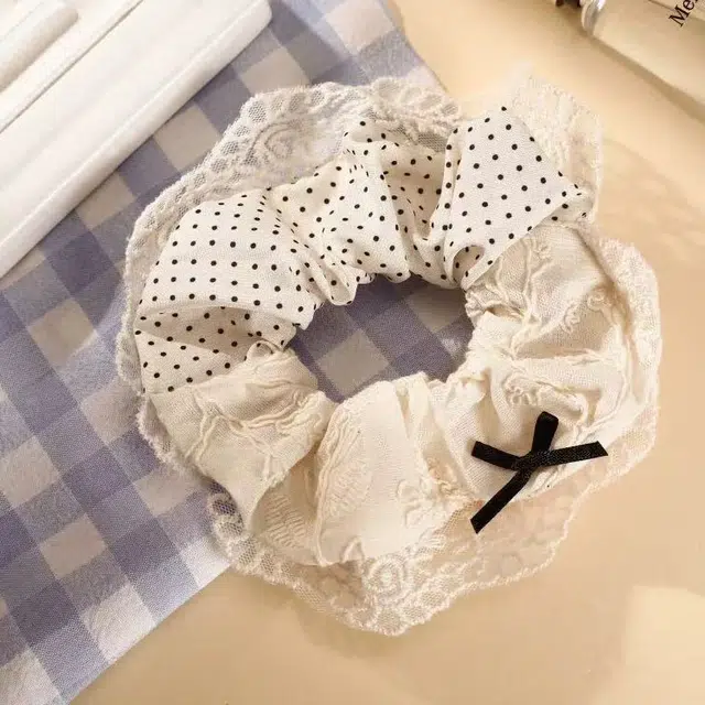 希铃 韩系波点大肠高级感 蕾丝 发圈 女款