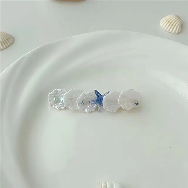 希铃 度假风海星贝壳珍珠甜美简约 树脂 发夹 女款