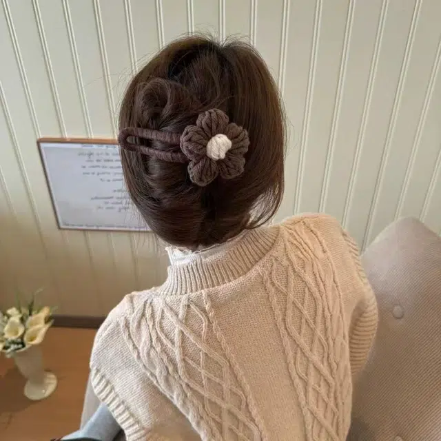 希铃 高级感秋冬 针织花朵 布艺 发夹 女款