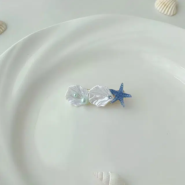 希铃 度假风海星贝壳珍珠甜美简约 树脂 发夹 女款