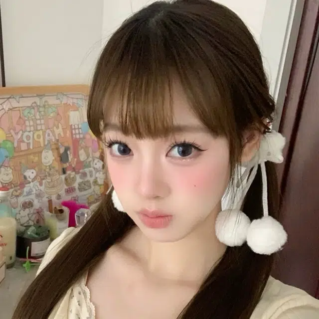 希铃 毛茸茸蝴蝶结球球樱桃#好运 聚酯纤维 发圈 女款