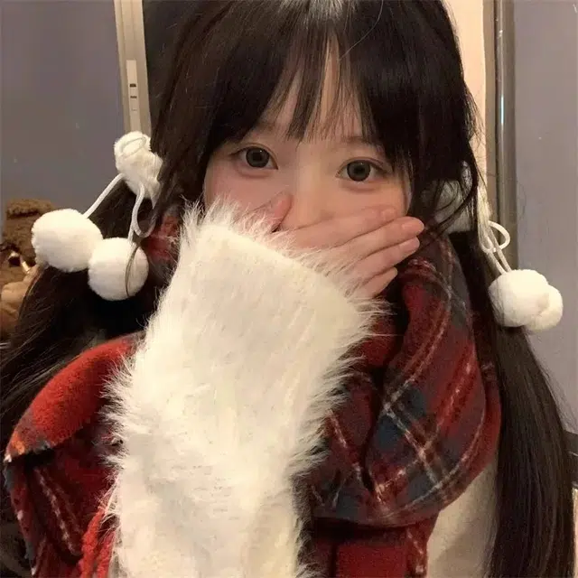 希铃 毛茸茸蝴蝶结球球樱桃#好运 聚酯纤维 发圈 女款