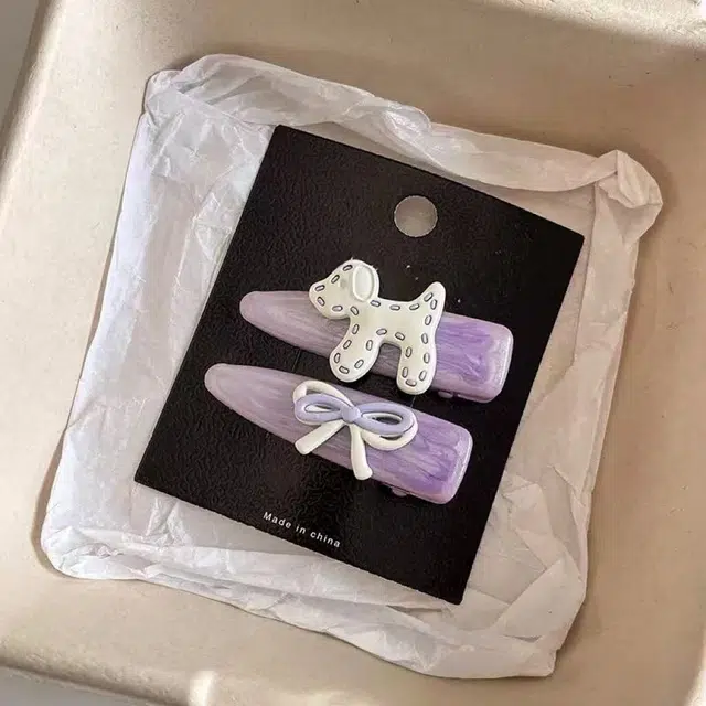 希铃 紫色系蝴蝶结 刘海 亚克力 发夹 女款