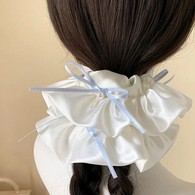 希铃 甜美芭蕾风 缎面蝴蝶结 蕾丝 发圈 女款