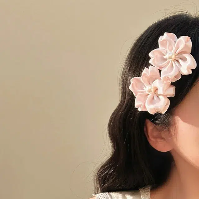 希铃 甜美樱花花朵 棉麻 发夹 女款