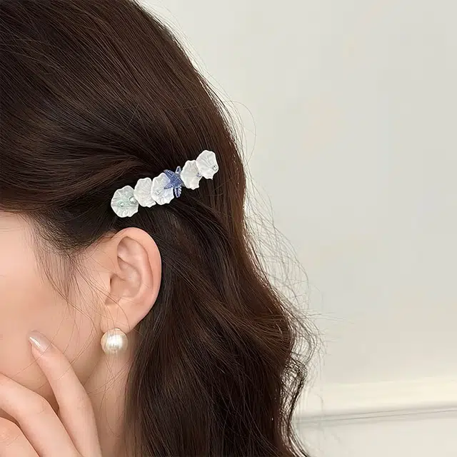 希铃 度假风海星贝壳珍珠甜美简约 树脂 发夹 女款