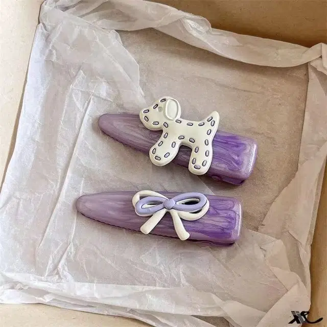 希铃 紫色系蝴蝶结 刘海 亚克力 发夹 女款