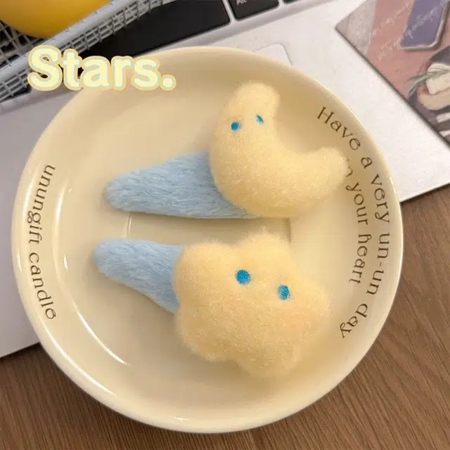 希铃 可爱毛绒甜美星星月亮 聚酯纤维 发夹 女款