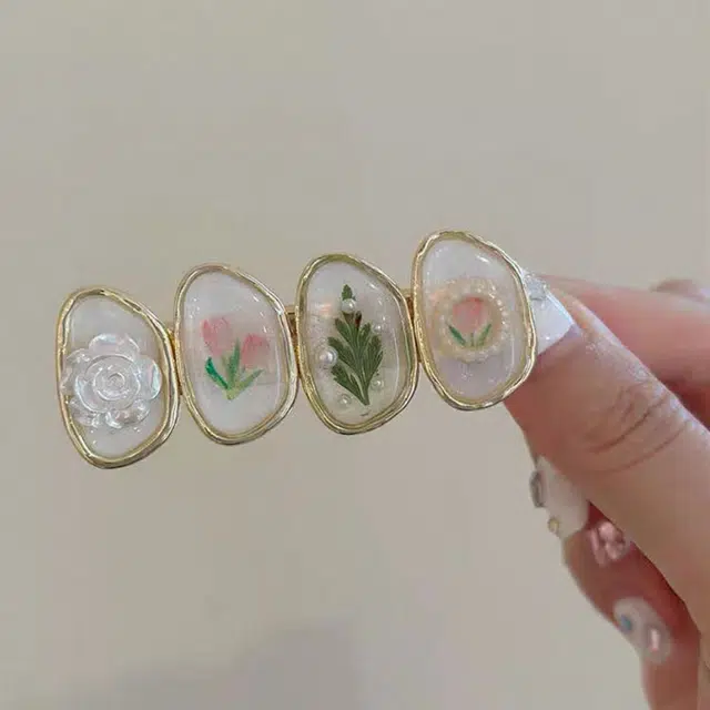 希铃 森系复古 合金 滴釉 发夹 女款