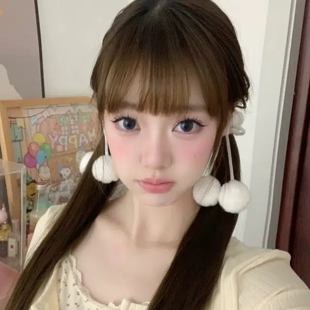 希铃 毛茸茸蝴蝶结球球樱桃#好运 聚酯纤维 发圈 女款