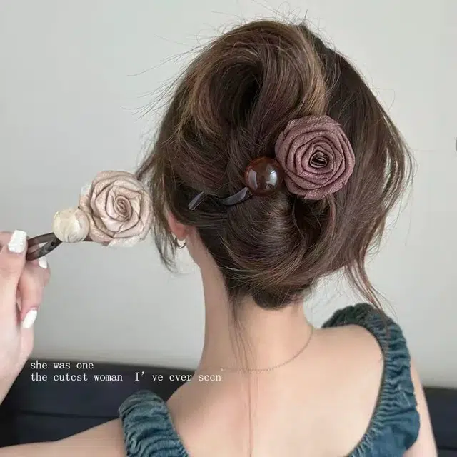希铃 初秋美拉德风干花珠珠款扭扭夹 亚克力 发夹 女款