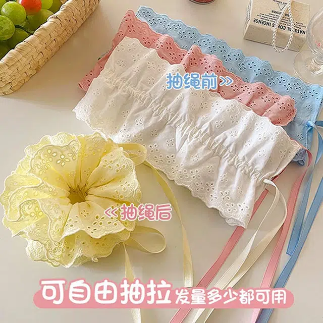 希铃 抽绳式高级感飘带法式 布艺 发圈 女款