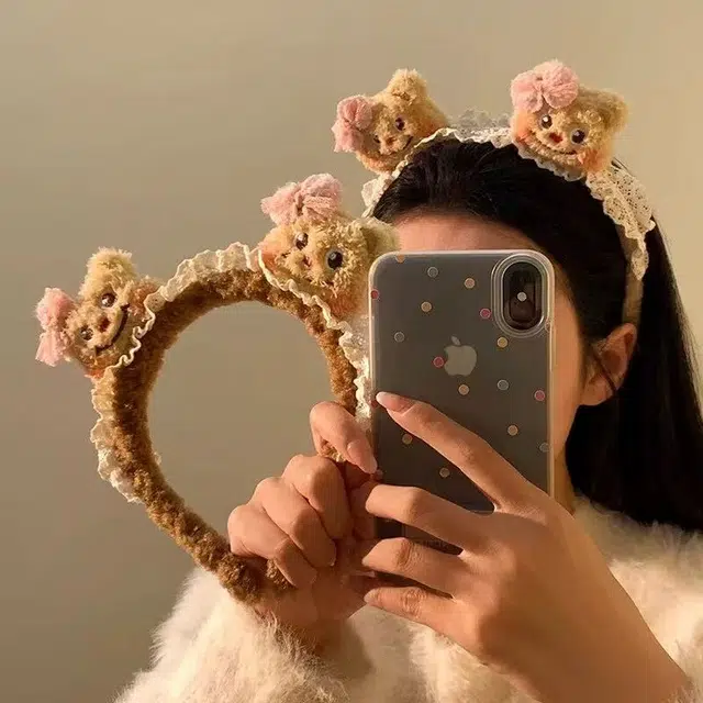 希铃 可爱一对小熊卡通 涤纶 发箍 女款