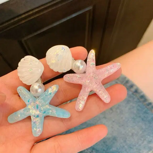 希铃 亮闪闪海星贝壳简约珠珠甜美 亚克力 发夹 女款