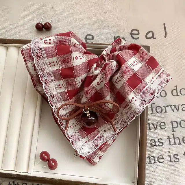 希铃 甜美红色樱桃蝴蝶结 布艺 发圈 女款