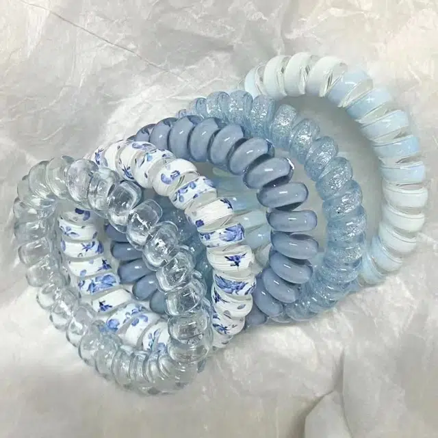 希铃 海盐薄荷蓝组合款电话圈高弹力 树脂 发圈 女款