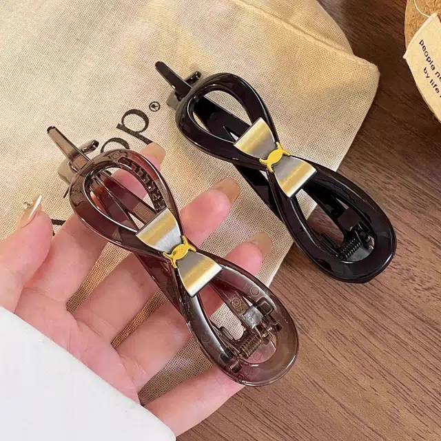 希铃 简约高级扭扭蝴蝶结#好运 亚克力 发夹 女款