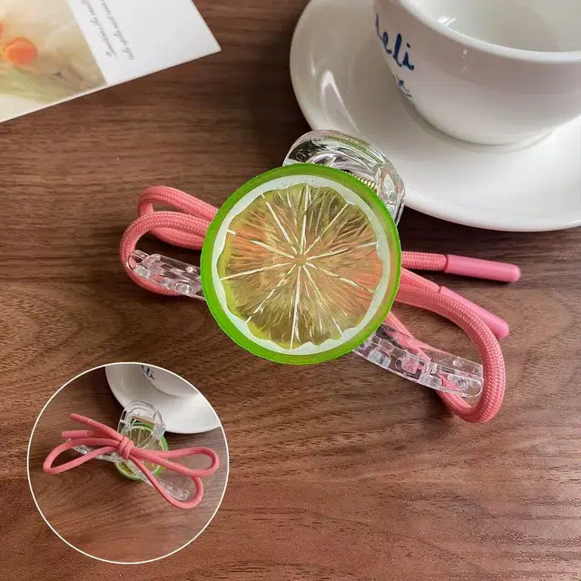 希铃 超清新 柠檬可爱蝴蝶结 亚克力 发夹 女款