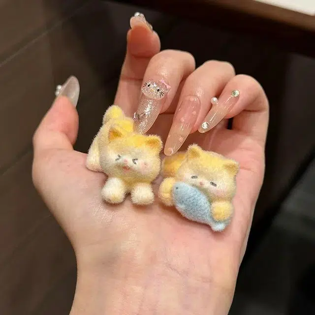 希铃 可爱小猫吃鱼少女心卡通 植绒 发夹 女款