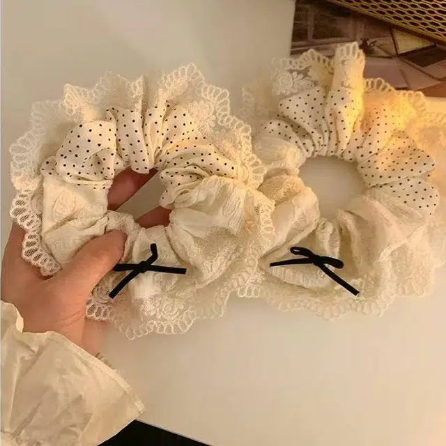 希铃 韩系波点大肠高级感 蕾丝 发圈 女款