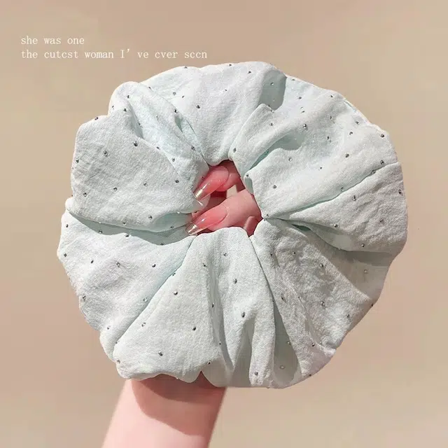 希铃 薄荷奶绿白色发饰满天星 布艺 发圈 女款